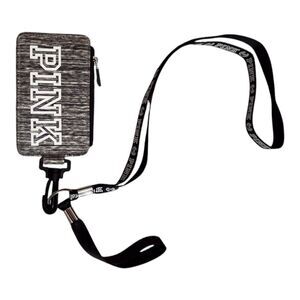 PINK Victoria's Secret ID Card Holder Lanyard Gray Logo Student Work Badge